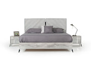Alexa Italian Modern Grey Bed + 2 Nightstands Set