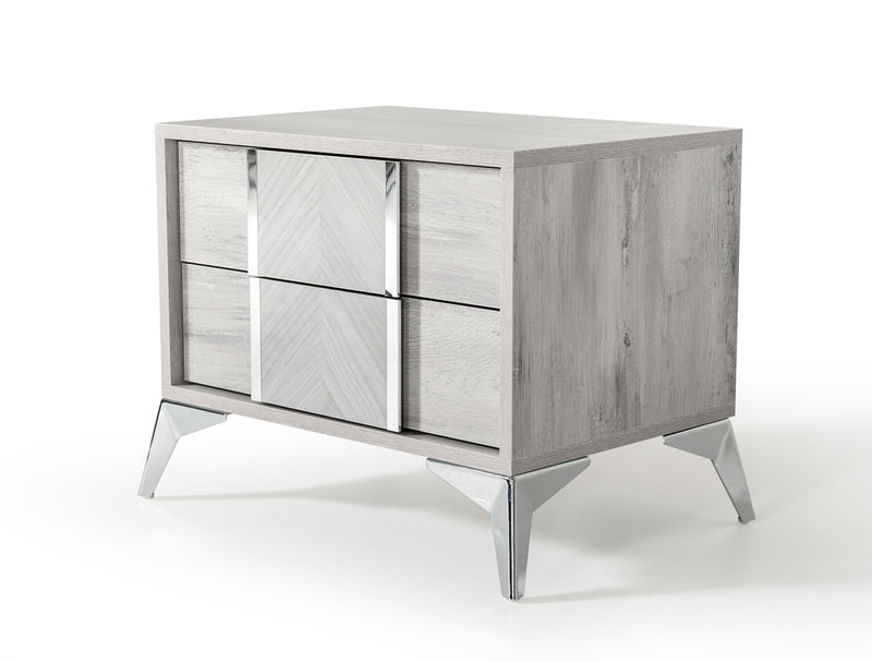 Alexa Italian Modern Grey Bed + 2 Nightstands Set — view 4