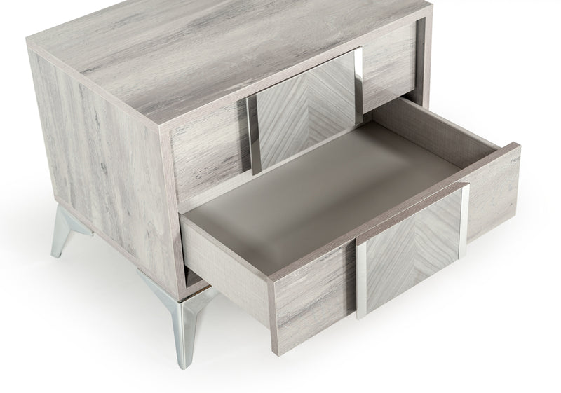 Alexa Italian Modern Grey Bed + 2 Nightstands Set — view 5