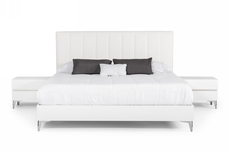 Angela - Italian Modern White Eco Leather 4-Piece Bedroom Set