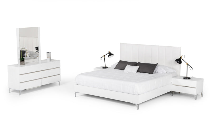 Angela - Italian Modern White Eco Leather 4-Piece Bedroom Set — view 2