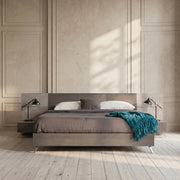 Bronx Italian Modern Faux Concrete & Grey Bed + 2 Nightstands Set — view 3