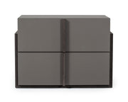Lucia - Italian Modern Matte Grey / Elm Grey Bed + 2 Nightstands Set