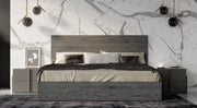 Lucia - Italian Modern Matte Grey / Elm Grey Bed + 2 Nightstands Set — view 4