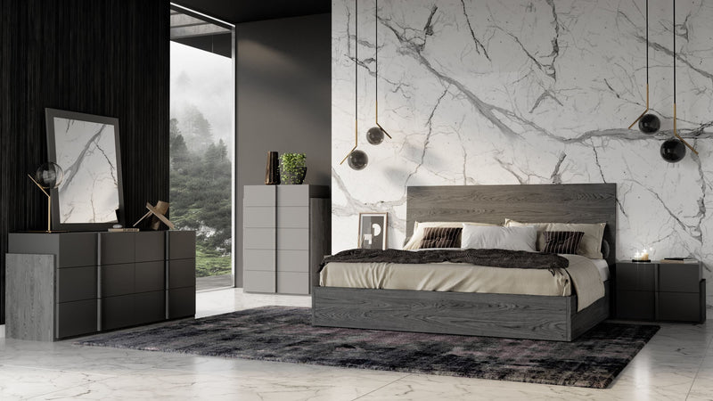 Lucia - Italian Modern Matte Grey / Elm Grey Bedroom Set — view 2