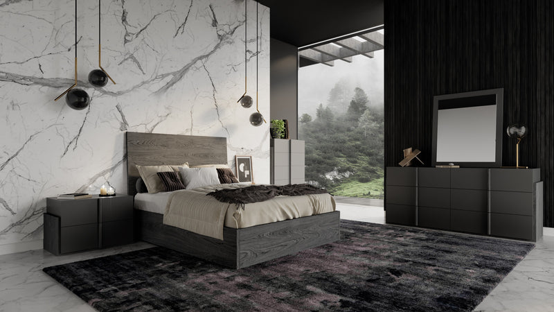Lucia - Italian Modern Matte Grey / Elm Grey Bedroom Set — view 3