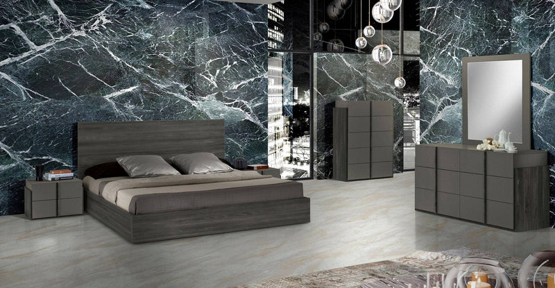 Lucia - Italian Modern Matte Grey / Elm Grey Bedroom Set — view 4