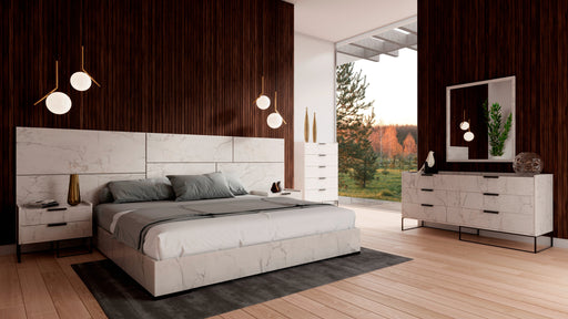 Marbella - Italian Modern White Faux Marble Bed Set — view 2