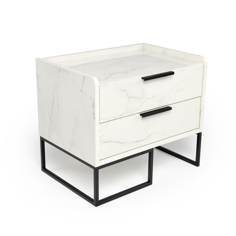 Marbella - Italian Modern White Faux Marble Bed Set — view 5