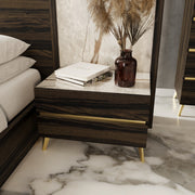Velondra - Modern Eucalypto + Marble Bed with Two Nightstands — view 2