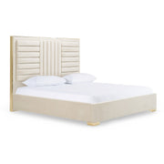 Daystar + Roma - Modern Beige Velvet + Travertine + Gold Bedroom Set — view 4