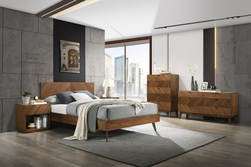 Kamela -Modern Walnut Bed