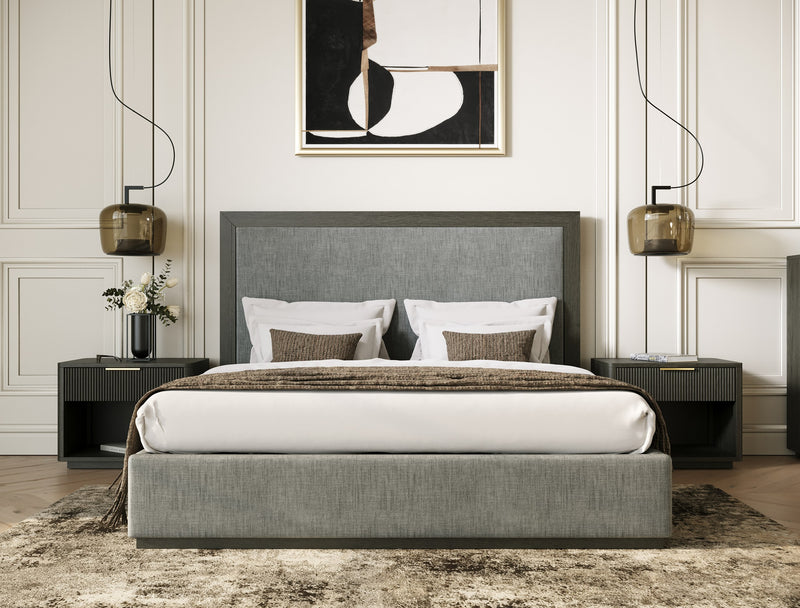 Santa Barbara - Modern Grey Fabric + Grey Wash Bed