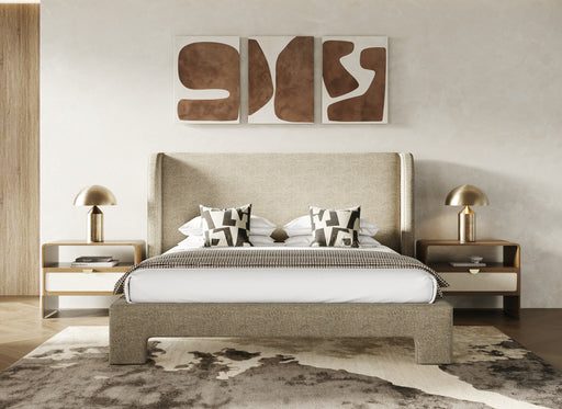 Emilio - Modern Beige Fabric Bed