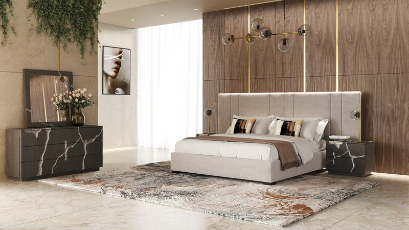 Penrose - Modern Beige Fabric Bed