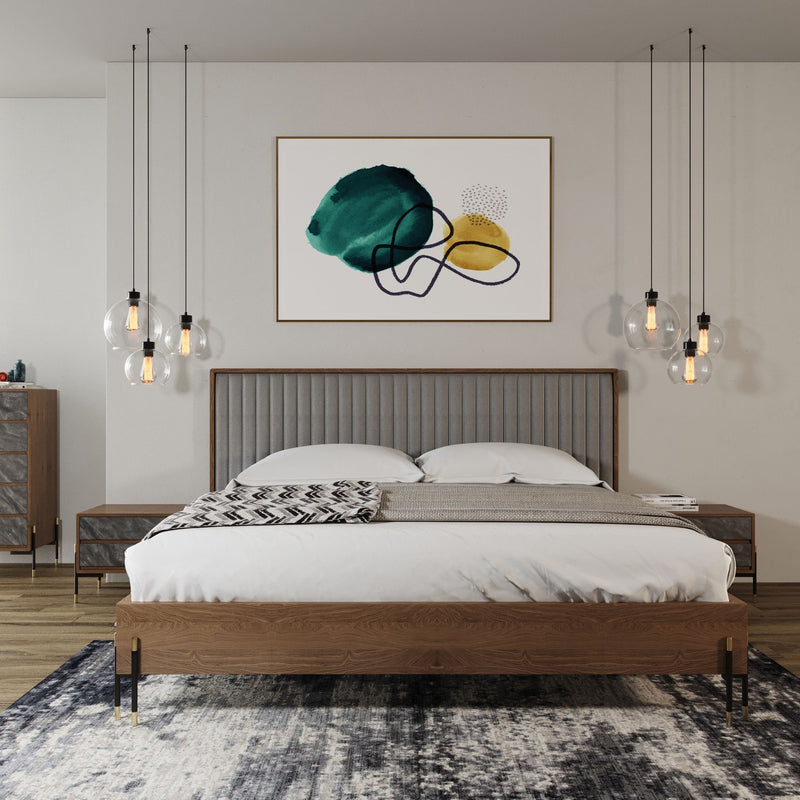 Metcalf - Mid-Century Walnut & Grey Bedroom Set — view 2