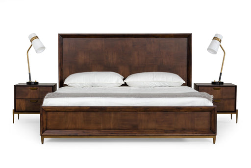 Shane - Modern Acacia & Brass Bed