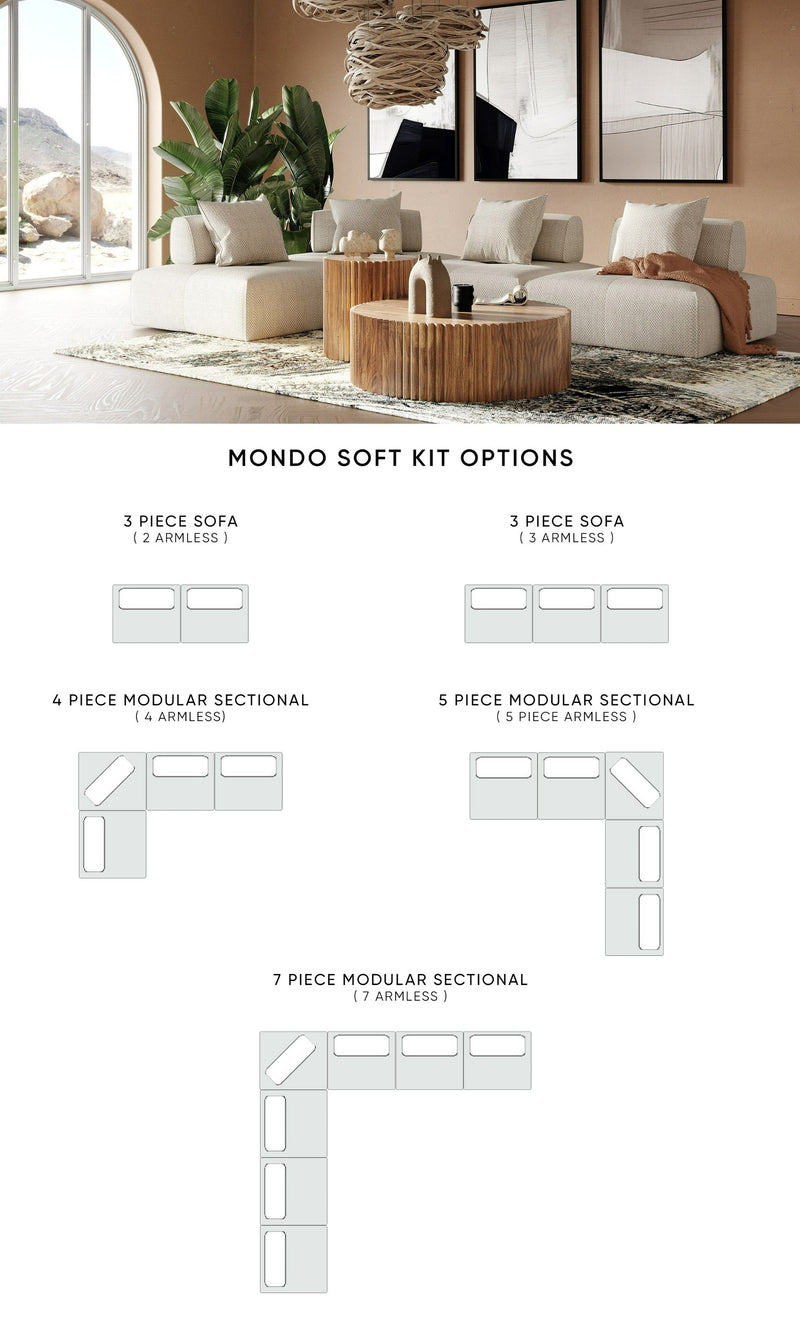 Mondo - Modern Modular Beige Fabric Sectional Sofa — view 2