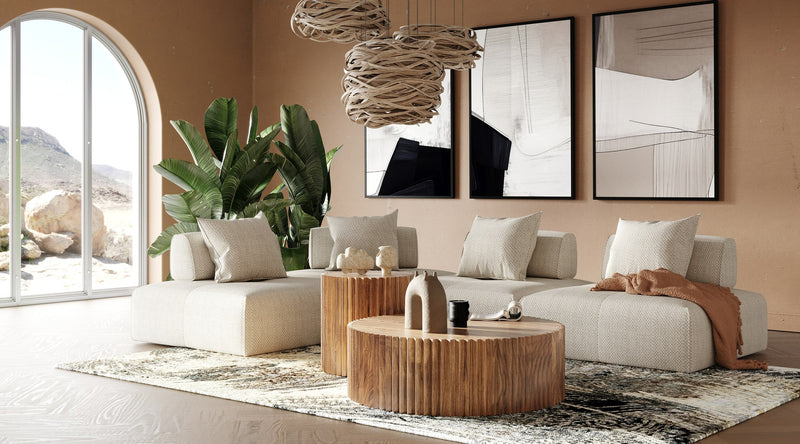 Mondo - Modern Modular Beige Fabric Sectional Sofa — view 3