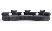 Simpson - Contemporary Dark Grey Fabric Curved Modular Sectional Sofa — view 2