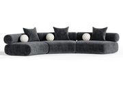 Simpson - Contemporary Dark Grey Fabric Curved Modular Sectional Sofa — view 3