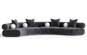Simpson - Contemporary Dark Grey Fabric Curved Modular Sectional Sofa — view 5