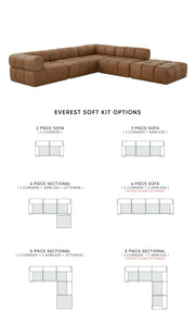 Everest - Modern Brown Leather Modular Sectional Sofa — view 2