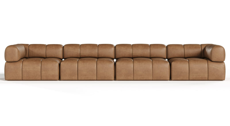 Everest - Modern Brown Leather Modular Sectional Sofa — view 3