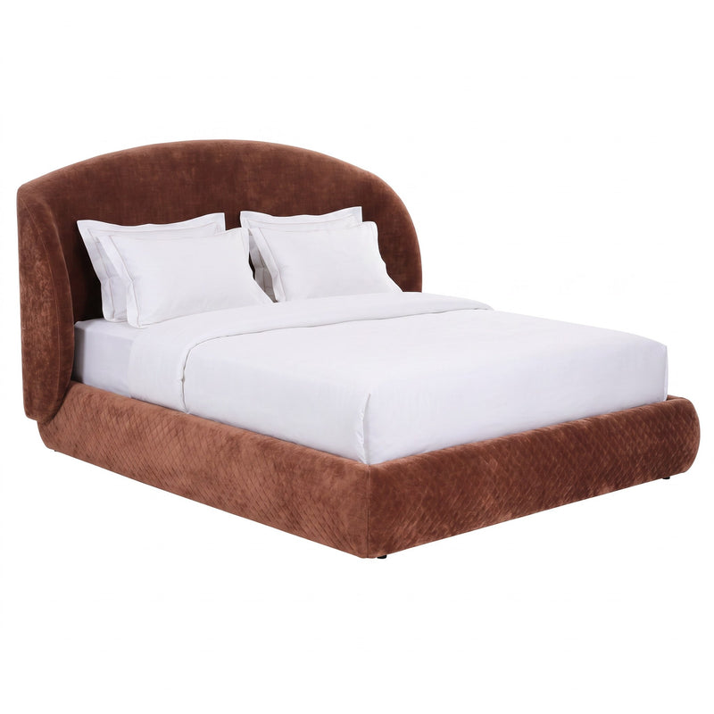 Stephanie - Modern Brown Fabric Bed