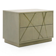 Nixa - Modern Beige Velvet + Brushed Bronze Bed + Birch Nightstands — view 4