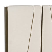 Nixa - Modern Beige Velvet + Brushed Bronze Bed + Birch Nightstands — view 5