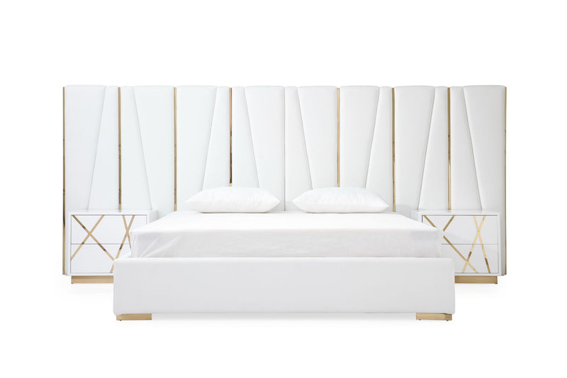 Nixa - Modern White + Gold Bedroom Set — view 2