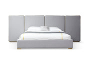 Athena & Rothsay - Modern Grey Fabric + Wenge + Gold Bedroom Set