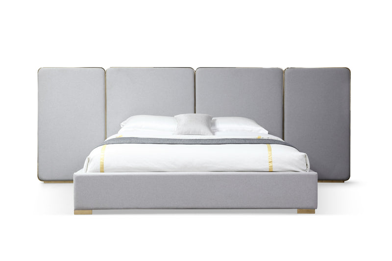 Athena & Rothsay - Modern Grey Fabric + Wenge + Gold Bedroom Set