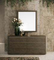 Lois - Modern Grey Leather & Beige Shagreen Bedroom Set — view 4