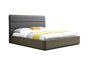 Lois - Modern Grey Leather & Beige Shagreen Bedroom Set — view 5