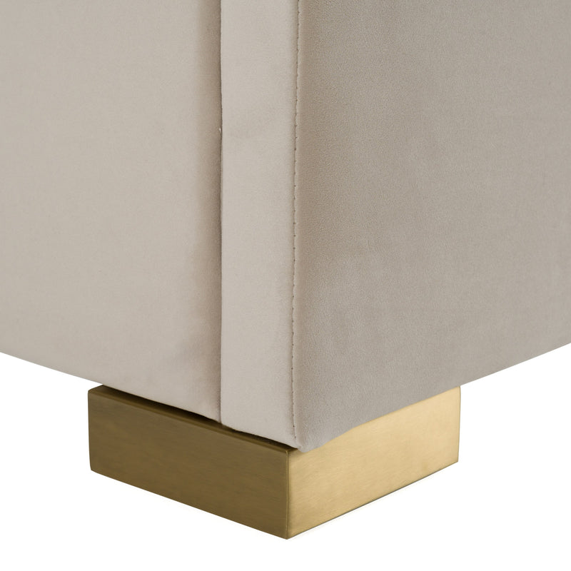 Florence - Modern Beige Velvet + Leatherette Bedroom Set — view 3