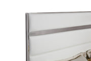 Cartier - Modern White Vegan Leather + Stainless Steel Bedroom Set — view 3