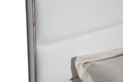Cartier - Modern White Vegan Leather + Stainless Steel Bedroom Set — view 4
