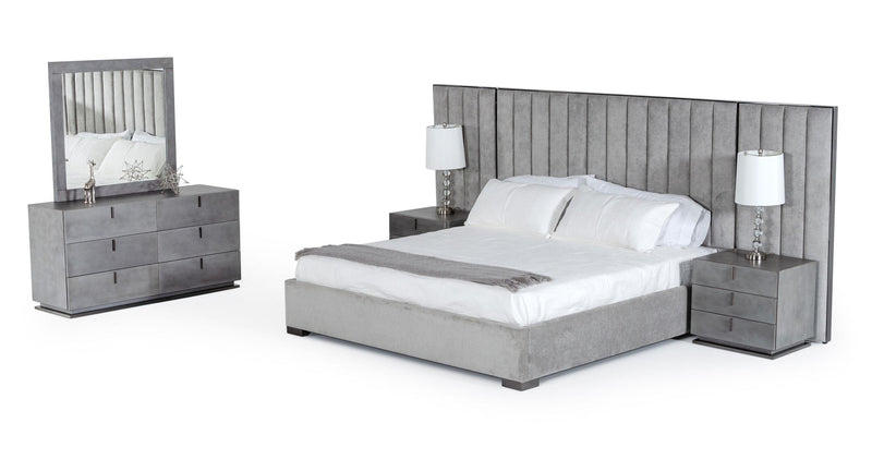 Buckley - Grey & Black Stainless Steel Bedroom Set — view 2