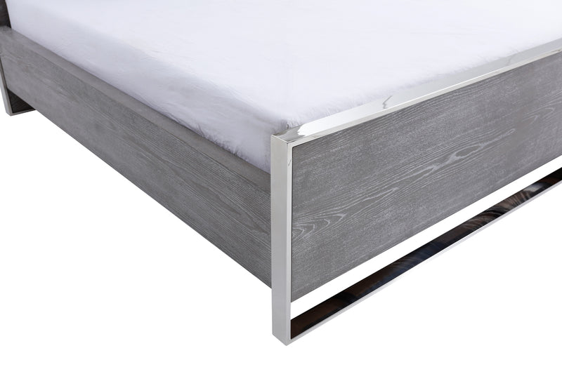 Charlene Modern Grey Elm & Stainless Steel Bed
