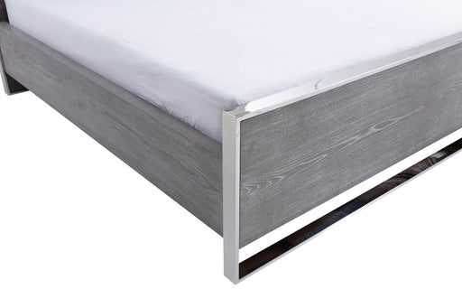 Charlene Modern Grey Elm & Stainless Steel Bed