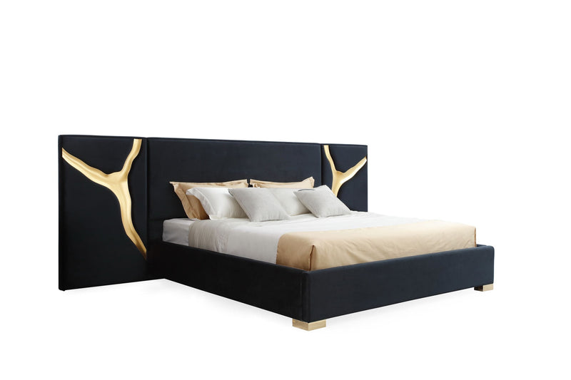 Aspen - Modern Black + Gold Bed + Nightstands — view 2