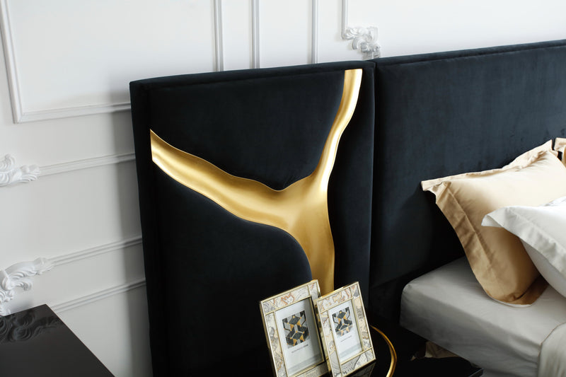 Aspen - Modern Black + Gold Bed + Nightstands — view 3