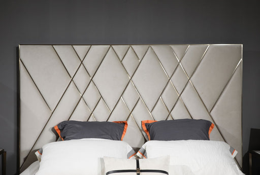Eldora - Glam Beige Velvet and Brushed Brass Bed