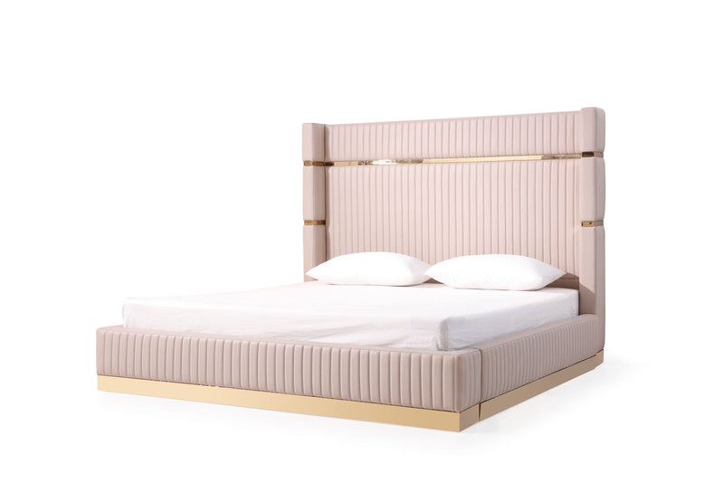 Sterling Modern Beige + Gold Bed + Nightstands — view 2