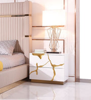 Sterling Modern Beige + Gold Bed + Nightstands — view 4