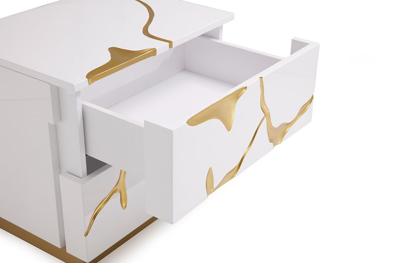 Sterling Modern Beige + Gold Bed + Nightstands — view 5