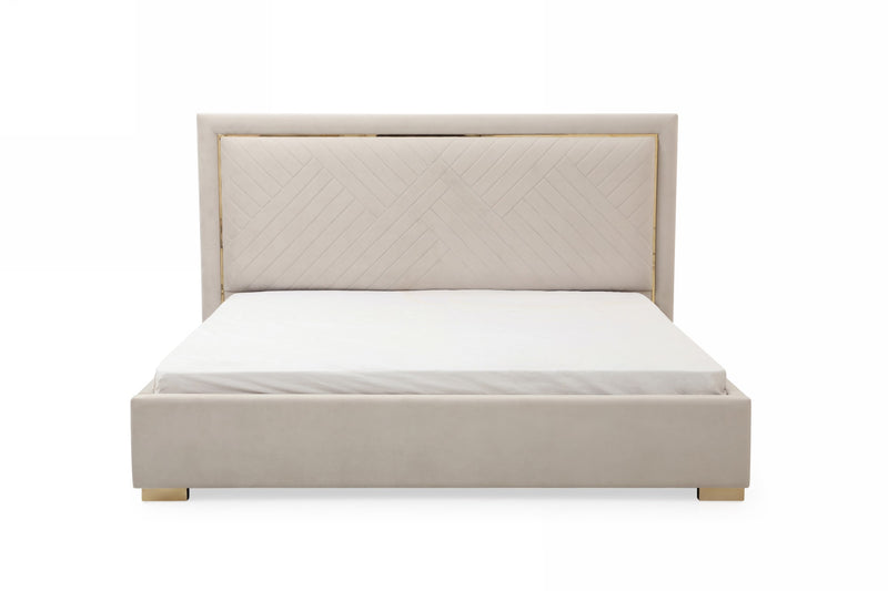 Corrico - Off White Velvet Modern Bed