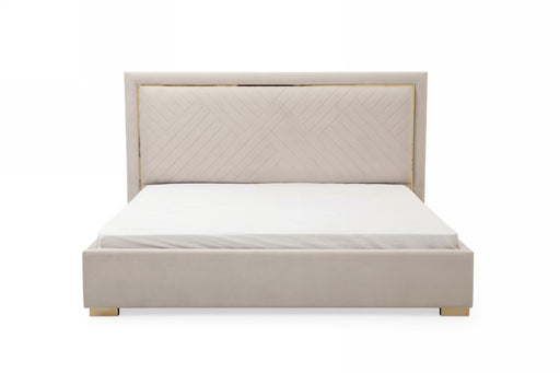 Corrico - Off White Velvet Modern Bed